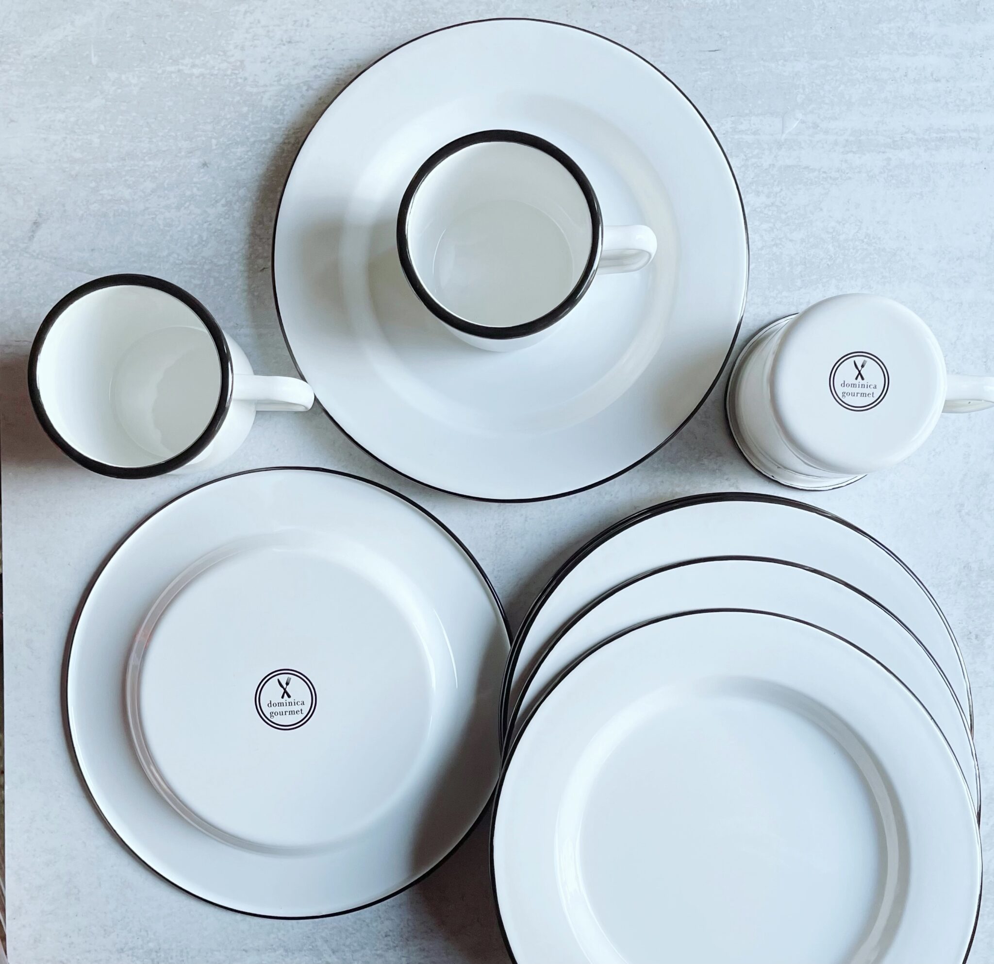 Shop enamel plates and cups Dominica Gourmet